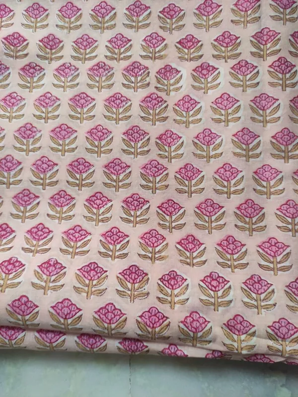 Hand_Block_Cotton_Print_Fabric:_Soft_Peach_&_Pink_Floral