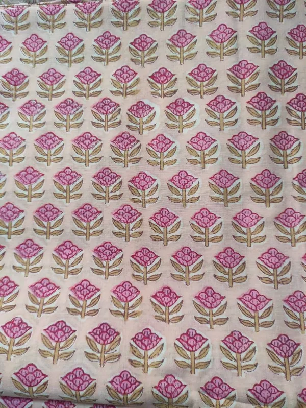 Hand_Block_Cotton_Print_Fabric:_Soft_Peach_&_Pink_Floral