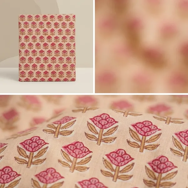 Hand_Block_Cotton_Print_Fabric:_Soft_Peach_&_Pink_Floral