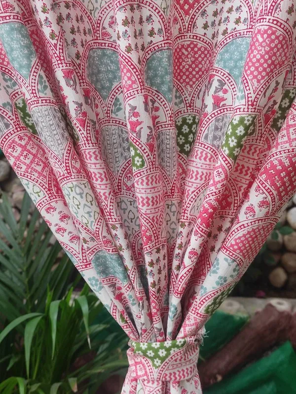 Block_Print_Cotton_Curtain_Set:_Pastel_Semi_Sheer_Drapes