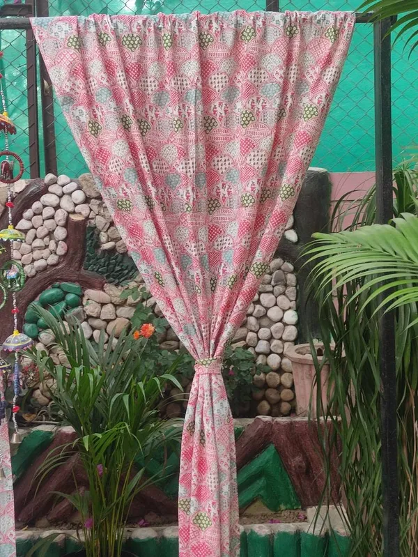 Block_Print_Cotton_Curtain_Set:_Pastel_Semi_Sheer_Drapes
