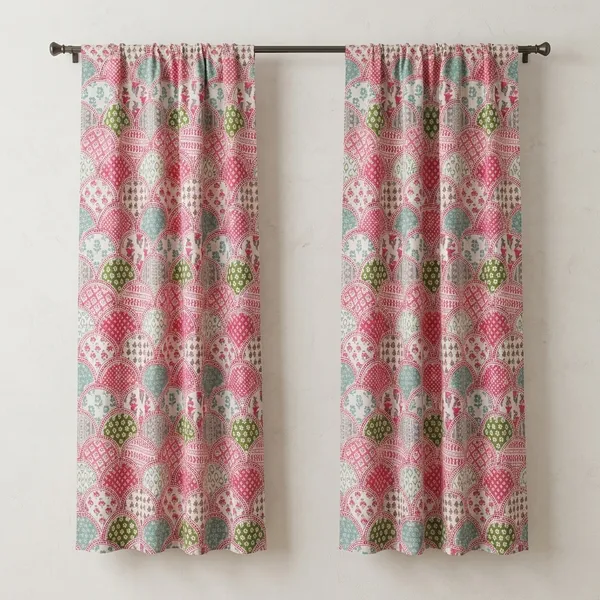 Block_Print_Cotton_Curtain_Set:_Pastel_Semi_Sheer_Drapes