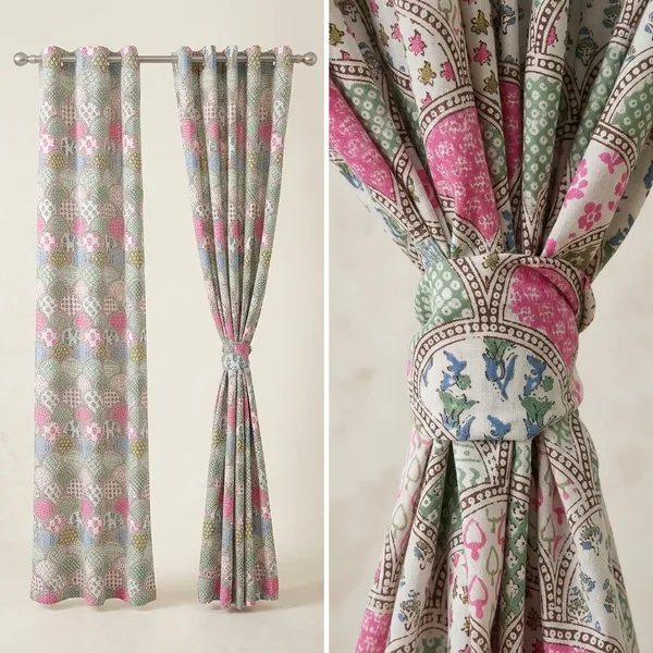 Block_Print_Cotton_Curtain_Set:_Pastel_Semi_Sheer_Drapes_(44"_Wide)