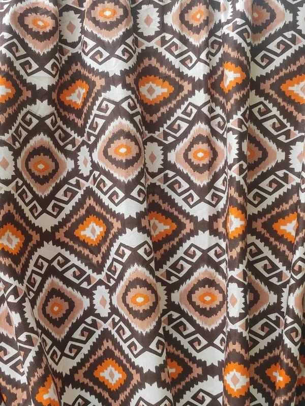 Ikkat_Print_Cotton_Curtain_Set:_Golden_Brown_Geometrical_Drapes