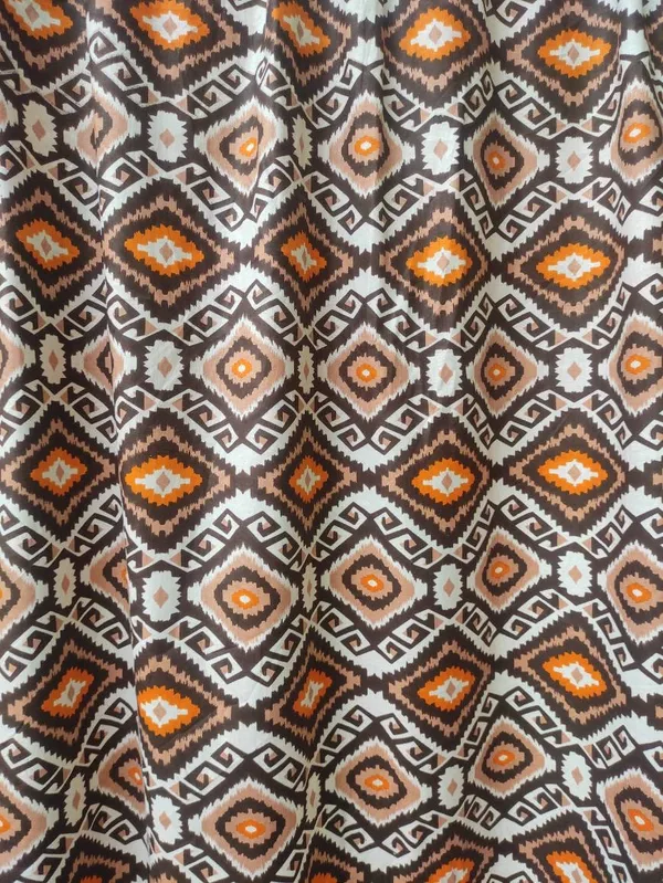 Ikkat_Print_Cotton_Curtain_Set:_Golden_Brown_Geometrical_Drapes