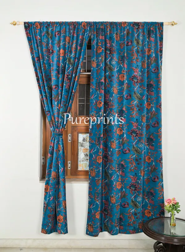 Teal_Blue_Floral_Velvet_Curtains:_Boho_Luxury_Drapes