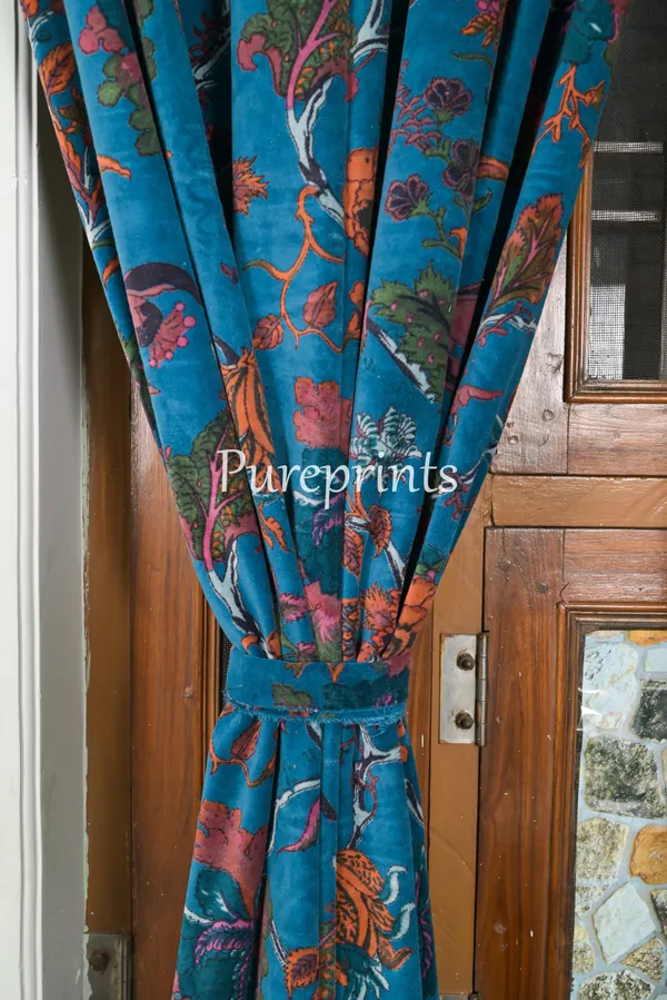 Teal_Blue_Floral_Velvet_Curtains:_Boho_Luxury_Drapes