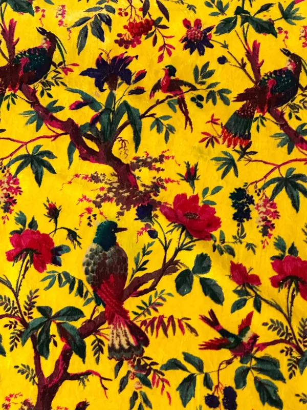 Sunshine_Yellow_Cotton_Velvet_Fabric:_Bird_Print_Upholstery,_Quilting