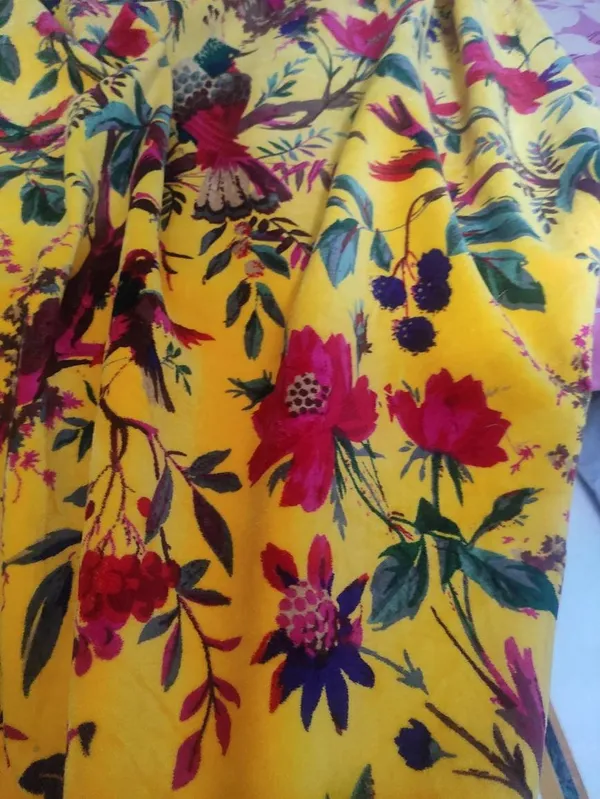 Sunshine_Yellow_Cotton_Velvet_Fabric:_Bird_Print_Upholstery,_Quilting