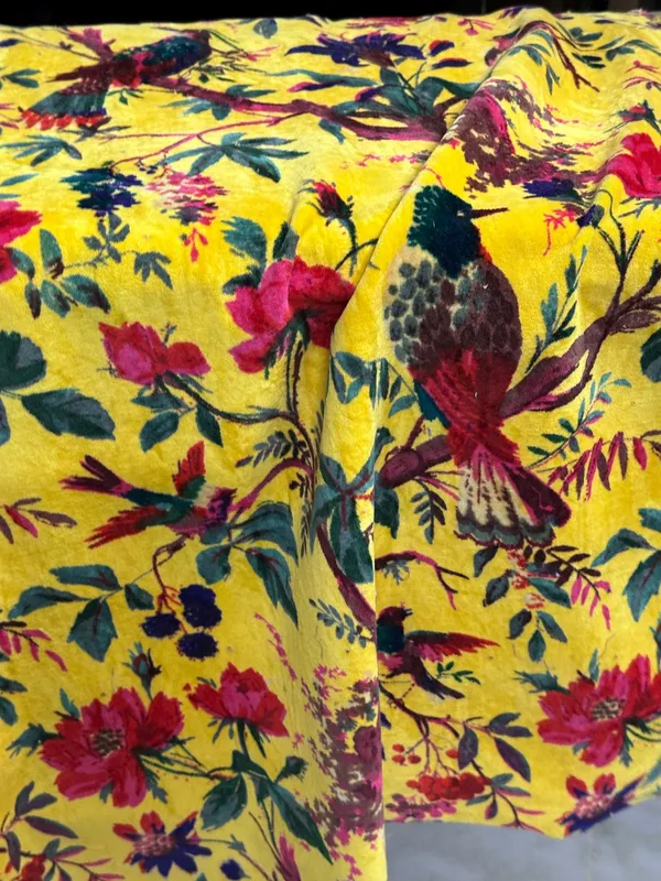 Sunshine_Yellow_Cotton_Velvet_Fabric:_Bird_Print_Upholstery,_Quilting