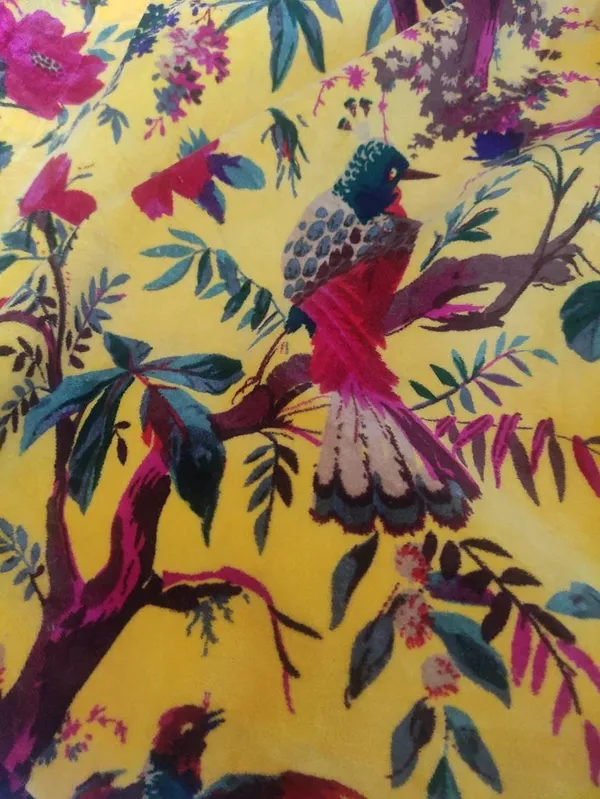 Sunshine_Yellow_Cotton_Velvet_Fabric:_Bird_Print_Upholstery,_Quilting
