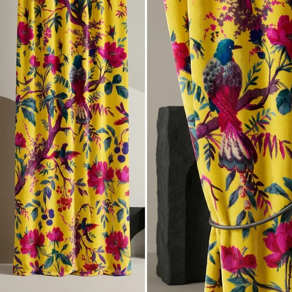 Sunshine_Yellow_Cotton_Velvet_Fabric:_Bird_Print_Upholstery,_Quilting