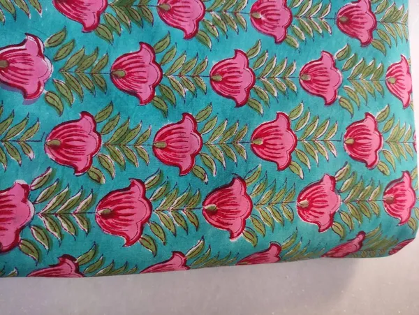 Indian_Hand_Block_Cotton_Fabric:_Floral_Print