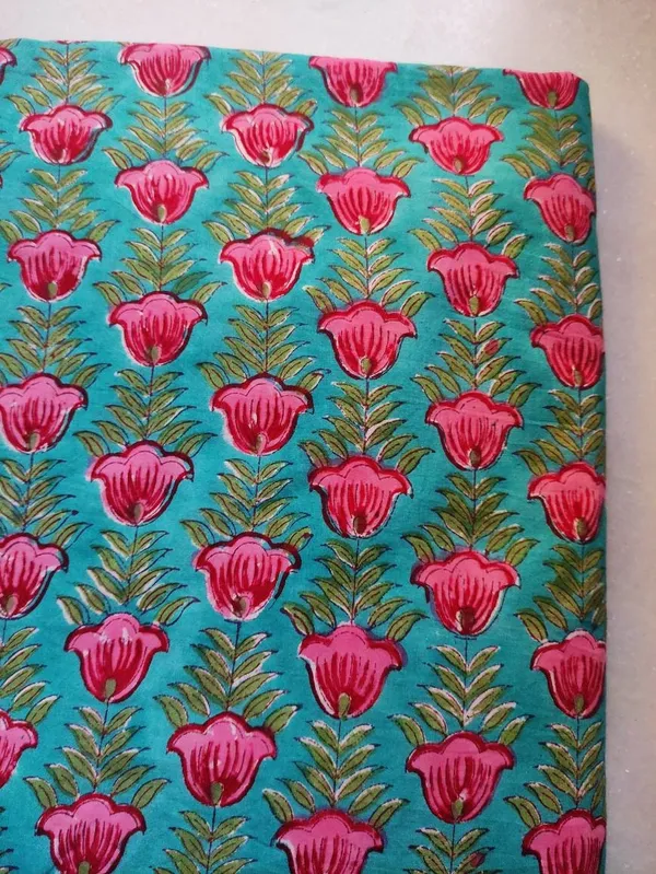 Indian_Hand_Block_Cotton_Fabric:_Floral_Print