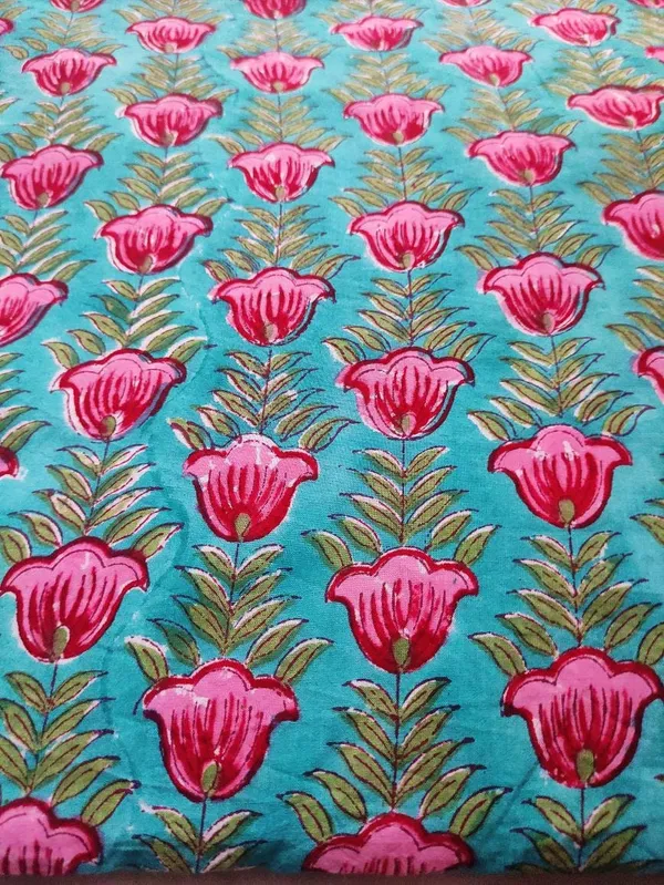 Indian_Hand_Block_Cotton_Fabric:_Floral_Print