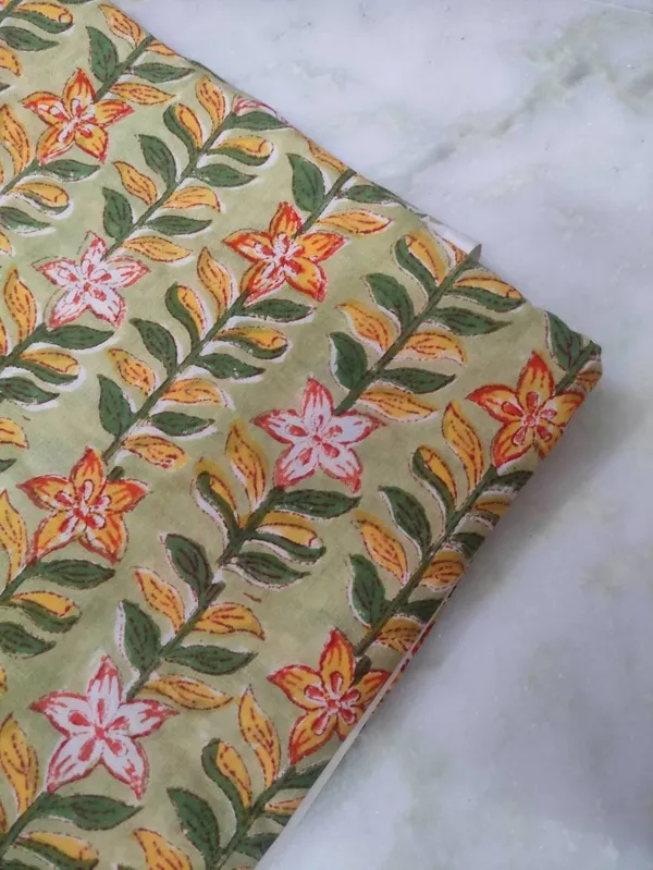 Indian_Floral_Block_Print_Cotton_Fabric:_Soft_Sewing_Material
