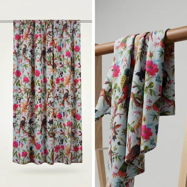 Vintage_Style_Bird_Print_Cotton_Velvet_Curtain_Set:_Boho_Luxury_Drapes