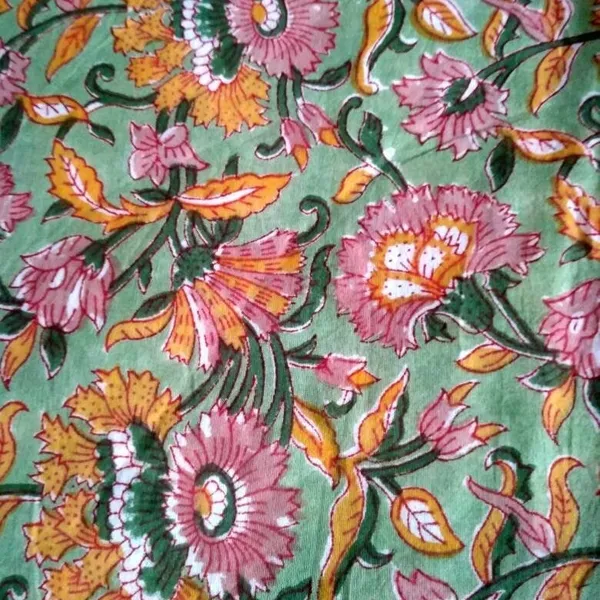 Indian_Hand_Block_Print_Cotton_Fabric:_Floral_Craft_Material