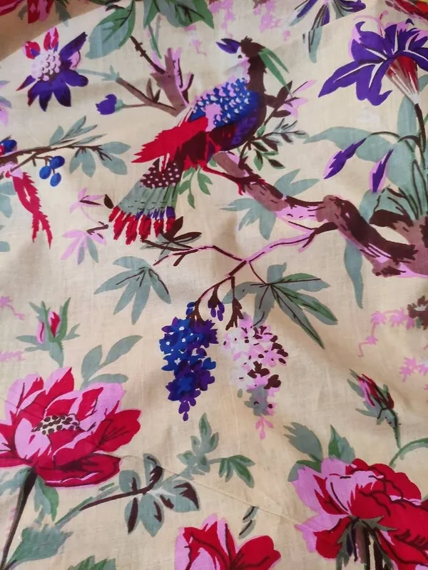Floral_Bird_Print_Cotton_Fabric:_Frida_Kahlo_Inspired_Craft_Fabric
