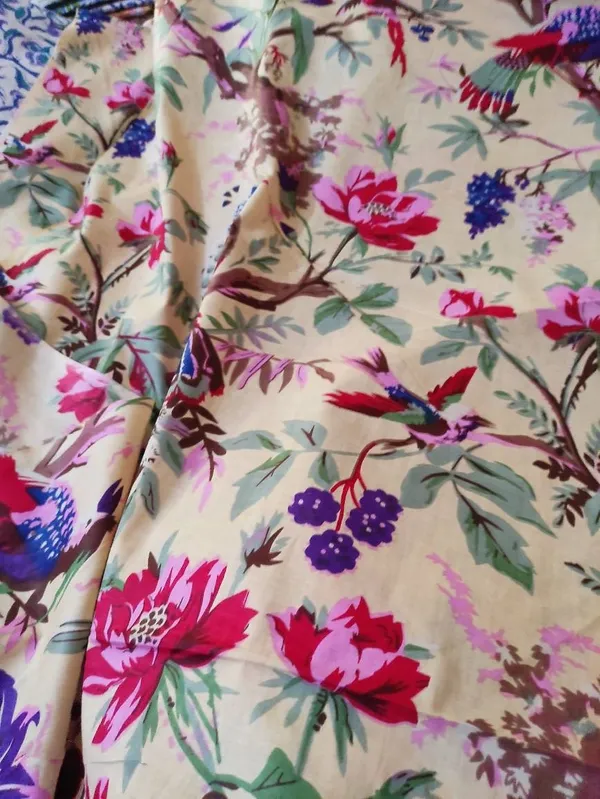 Floral_Bird_Print_Cotton_Fabric:_Frida_Kahlo_Inspired_Craft_Fabric