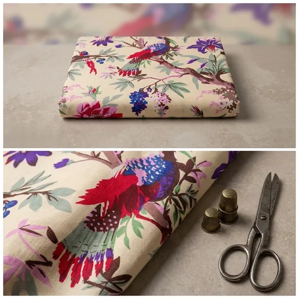 Floral_Bird_Print_Cotton_Fabric:_Frida_Kahlo_Inspired_Craft_Fabric
