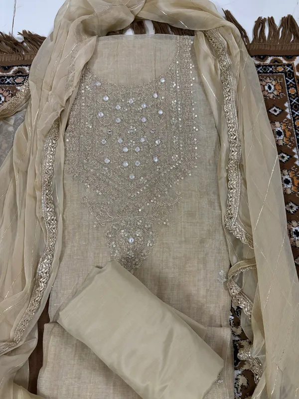 Unstitched_Beige_Maheshwari_Handloom_Suit_For_Women