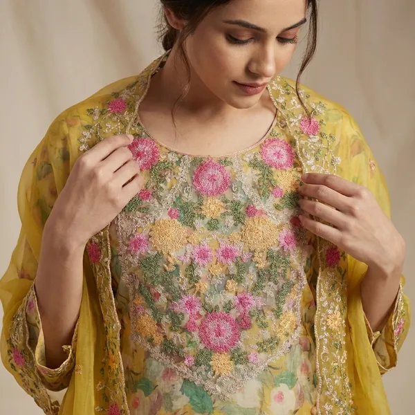 Lemon_Colour_Chanderi_Unstitched_Suit_Set_With_Dupatta_For_Women