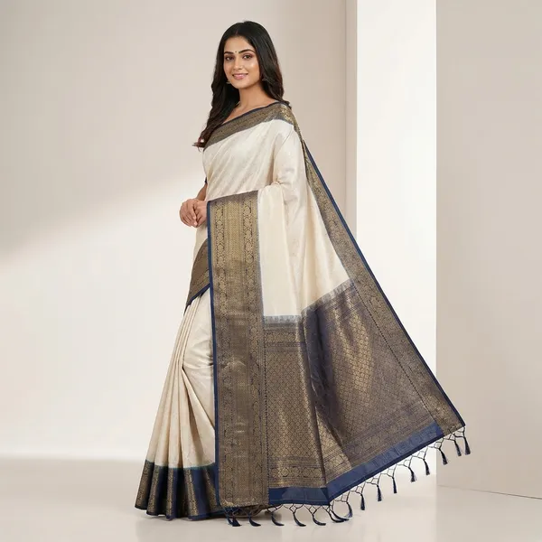 Dual_Shade_White_And_Blue_Silk_Saree_For_Women