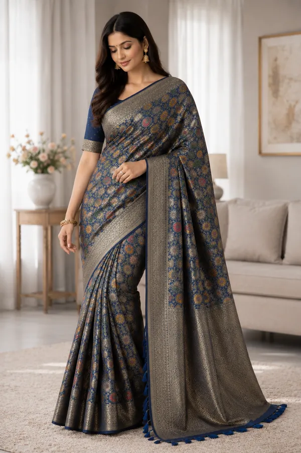 Peacock_Blue_And_Purple_Silk_Saree_For_Women