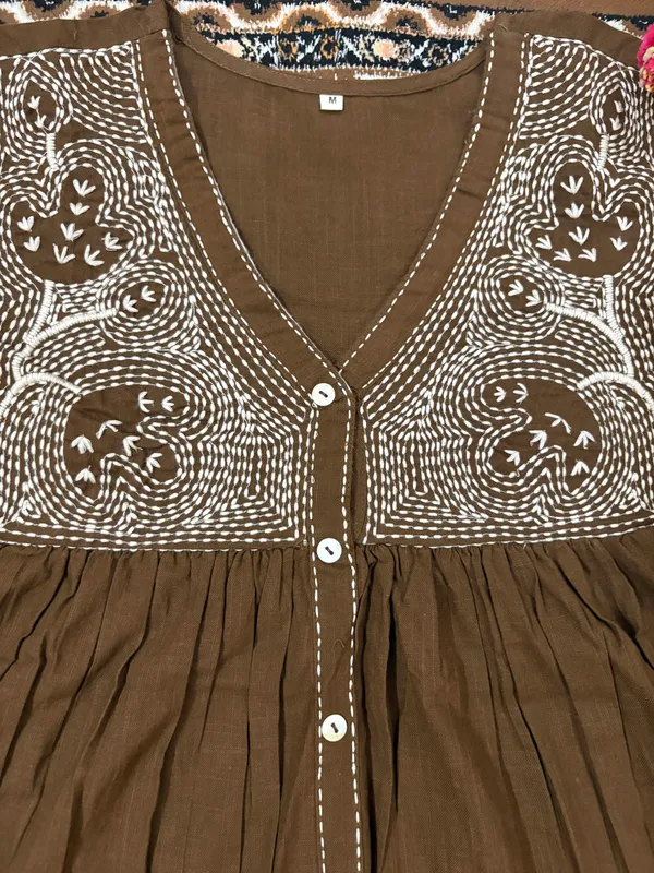 Brown_code_set_With_White_Embroidery_Cotton_For_Women