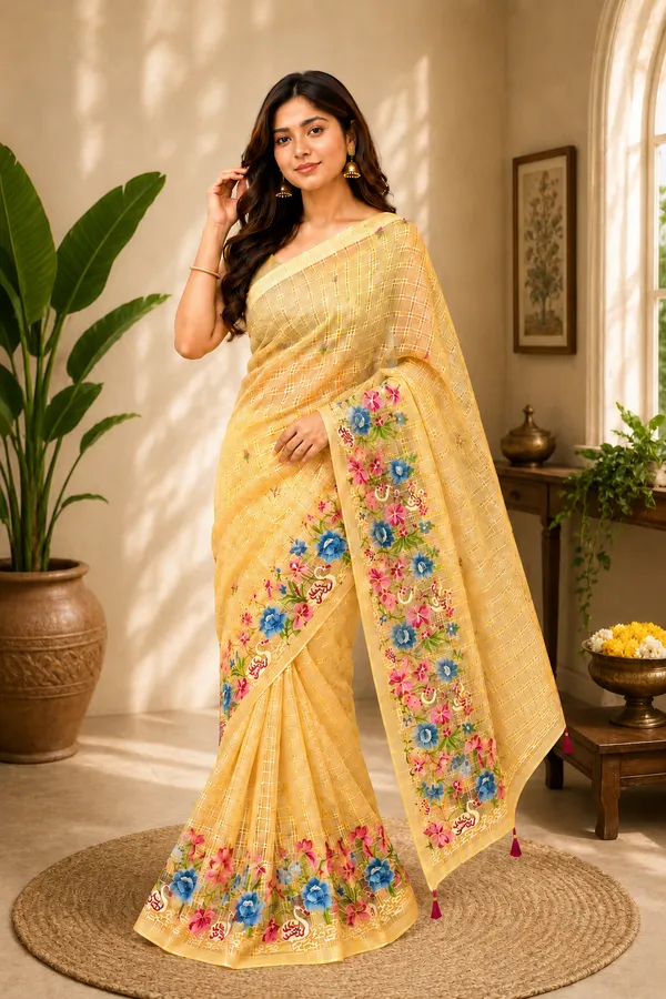 Kota_doria_saree_with_embroidery