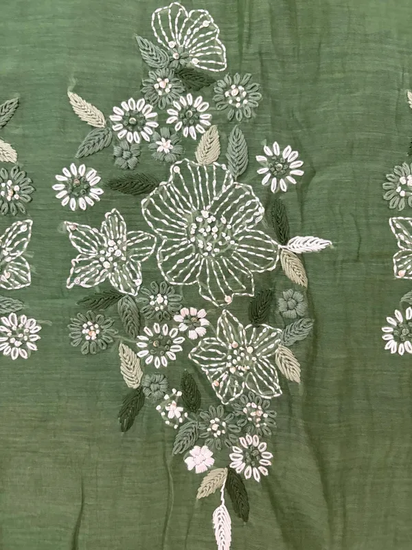 Olive_Green_Mul_Chanderi_3_Piece_Set_For_Women