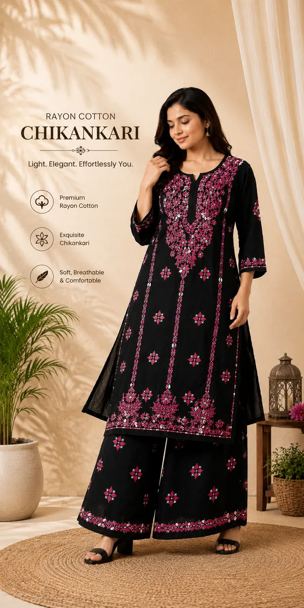 Rayon_cotton_chikankari_kurti_2_piece_set_with_hand_embroidery