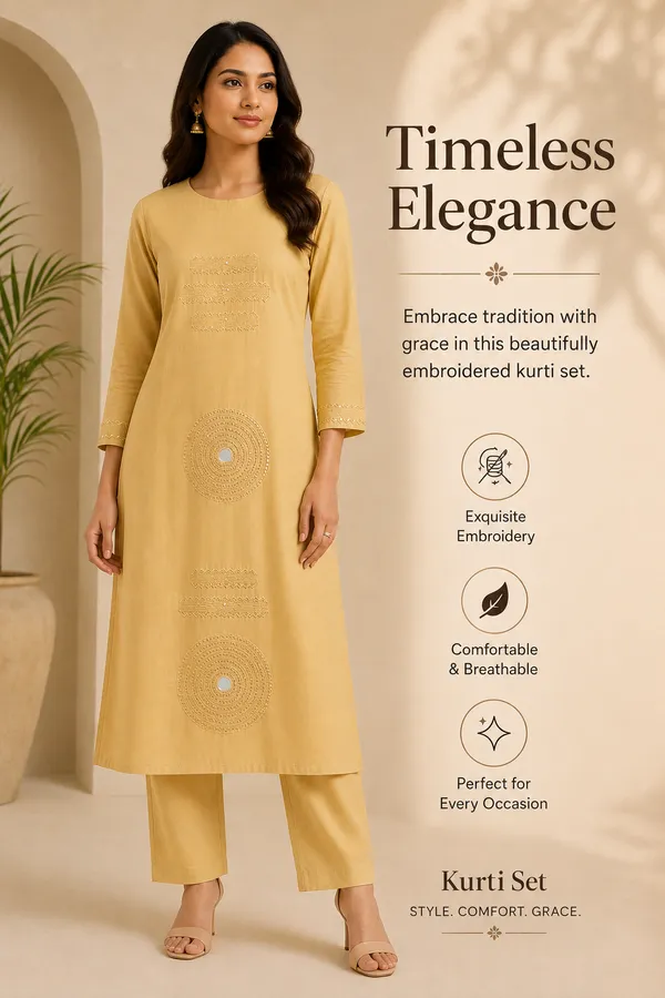 Stiched_2_piece_organic_cotton_kurti_pant_set_with_hand_embroidery