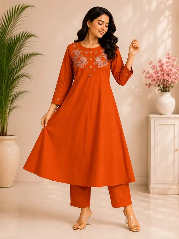 Stiched_cotton_2_piece_kurti_set_with_hand_embroidery