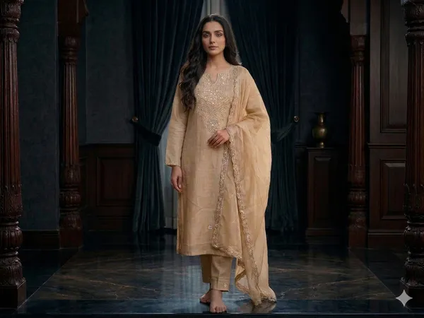 Unstitched_Beige_Maheshwari_Handloom_Suit_For_Women
