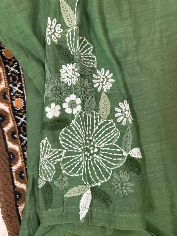 Olive_Green_Mul_Chanderi_3_Piece_Set_For_Women