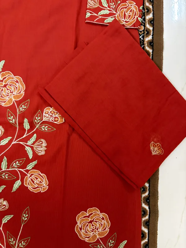 Rust_Colour_Cotton_Stiched_3_Piece_Suit_Set_For_Women