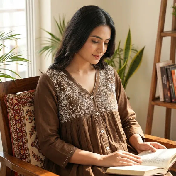 Brown_code_set_With_White_Embroidery_Cotton_For_Women