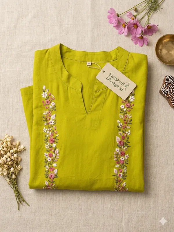 One_piece_long_Kurti_with_hand_embroidery