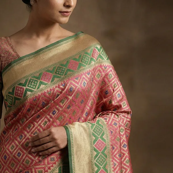Pink_And_Green_Silk_Saree_For_Women