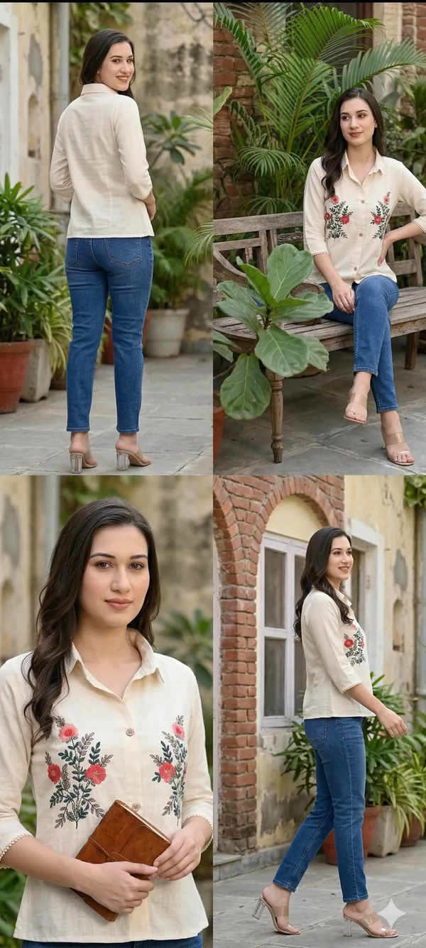 Women'S_Ethnic_Style_Button_Down_Shirt_Often_Referred_To_As_A_Short_Kurti_That_Blends_Traditional_Indian_Craftsmanship_With_A_Modern_Silhouette