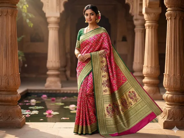 Pink_And_Green_Silk_Saree_For_Women