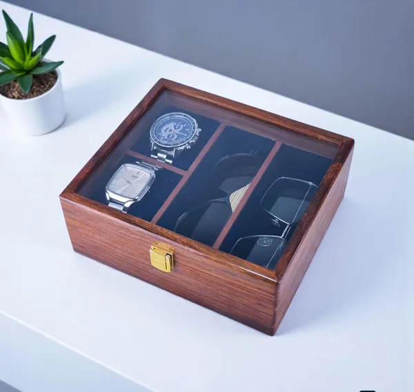 Wooden_Watch_And_Sunglasses_Display_Box_With_Glass_Top