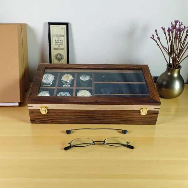 Wooden_Watch_Display_Box_With_Glass_Lid