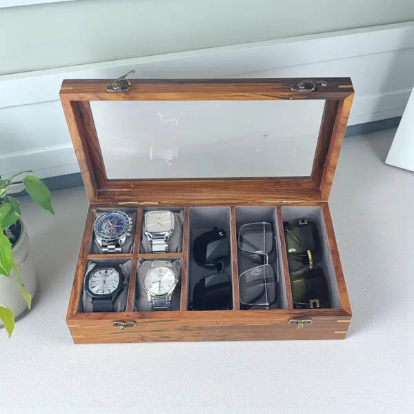Wooden_Watch_Display_Box_With_Glass_Top