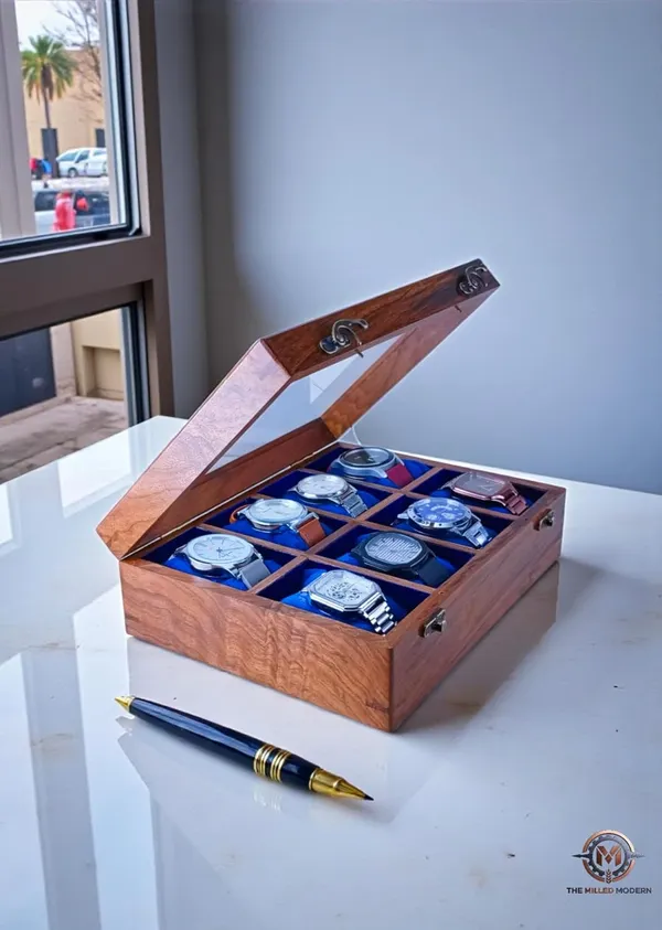 Wooden_Watch_Display_Box_With_Glass_Top_Internal_Reasoning_Protocol_The_Input_Title_Contains_Brand_Artisan_Wood_Crafts_Remove_Marketing_Fluff_Luxury_Remove_Material_Wooden_Keep_Core_To_Product_Product_Type_Watch_Display_Box_Keep_Core_Product_Quantity_Size_8_Slots_Remove_Variant_Detail_Feature_With_Glass_Top_Keep_Distinguishing_Feature_Color_Dark_Brown_Remove_Core_Product_Wooden_Watch_Display_Box_With_Glass_Top