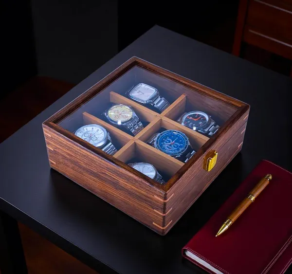 Wooden_Watch_Display_Box_With_Glass_Lid