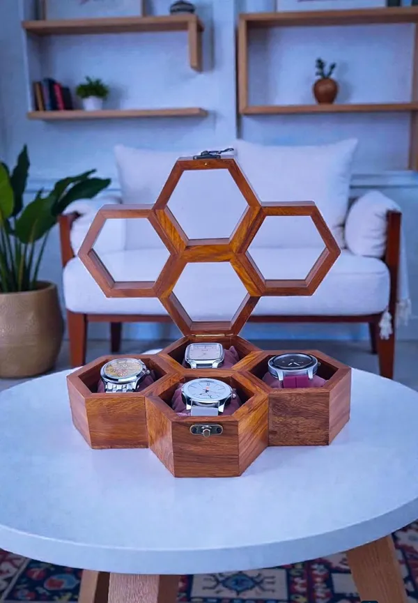 Wooden_Hexagonal_Watch_Storage_Box