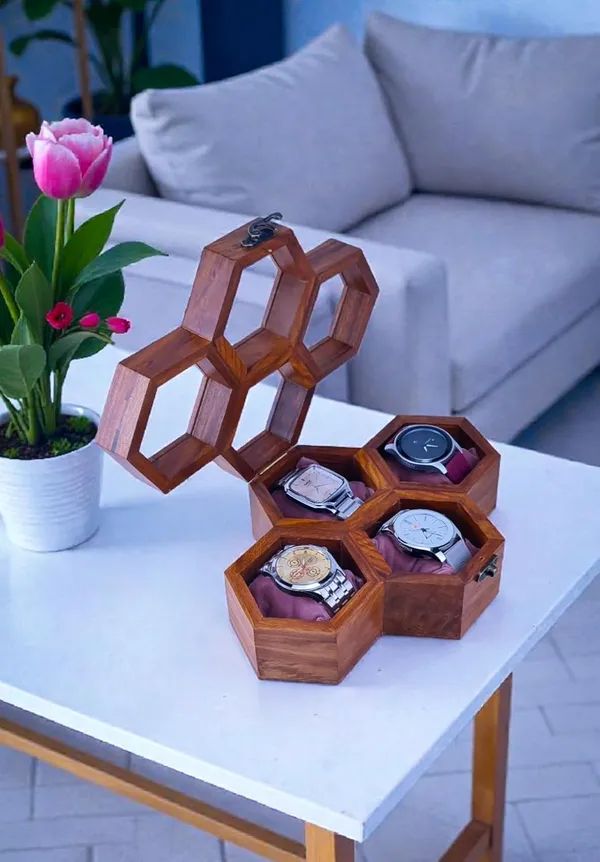 Wooden_Hexagonal_Watch_Storage_Box